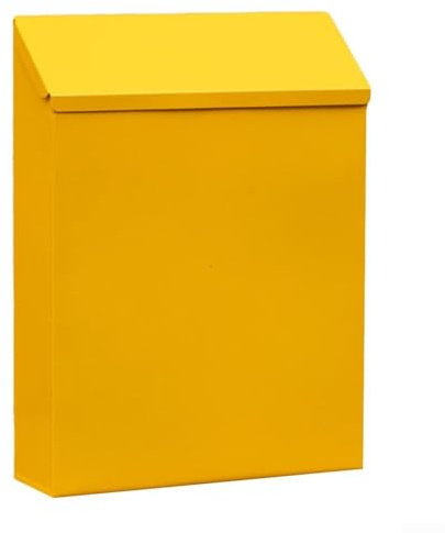 Wall Mounted Mailbox Steel Letter Box Waterproof Large Post Boxes with 2 Keys Lockable Outdoor Parcel Box Mail External Postbox Modern Letterbox for Outside(Yellow)