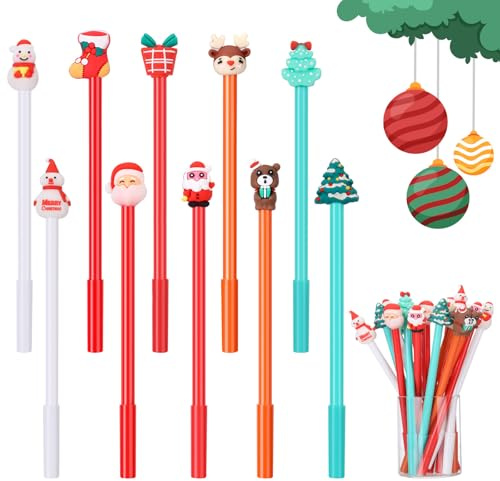 Kesote Penne Natale 2025, Penne Natalizie 20 Pezzi Pensierini per Natale 10 Stili Penna a Inchiostro Gel Natalizio Gadget Natalizi Regalini