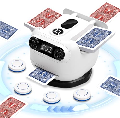 Automatic Card shuffler and dealer machine 2-in-1, rechargeable card dealer machine, automatic card shuffler with 360° rotation, for games such as UNO, blackjack and Texas Hold'em