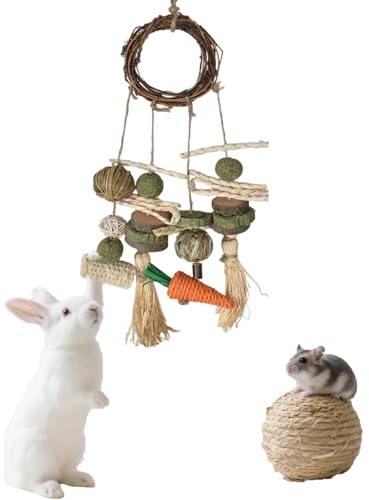 GUXLXAR Kaninchen Spielzeug,Hasen Kauspielzeug,Hamster Spielzeug, Kleintiere Hasen zubehör Käfig Hängende Kauspielzeug, Hamster, Meerschweinchen