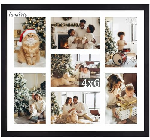 FamiPrts 16x20 Collage Picture Frame, 4x6 Photo Frames Multiple Pictures, Displays Seven 4x6 inch Photos, or One 16x20 Photos (Without Mat) Wall Decor Wall Hanging or Tabletop, Black