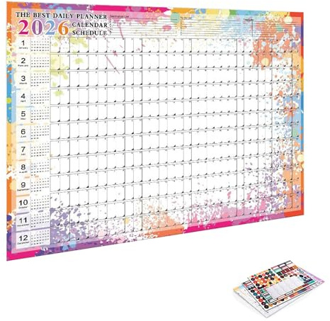 Kixolazr Calendrier Mensuel 2026 | Grand Calendrier 2026 Décoration Murale,Planificateur Quotidien Emploi Du Temps Agenda Académique Pour Planification Scolaire Universitaire Familiale Étudiant Et