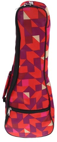 Ukulelen Tragetasche aus Oxfordstoff, Rot, 21 Zoll | Geometrisches Muster, Tragbar für Reise und Zuhause, Praktische Aufbewahrung mit Handschlaufe