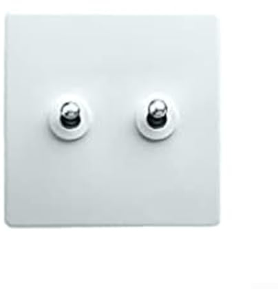 Feeshoppher Interruptor de luz blanca de 2 vías de acero inoxidable para pared, palanca de latón, interruptor antiguo hecho a mano, palanca de control dual para hotel (2 controles dobles abiertos)