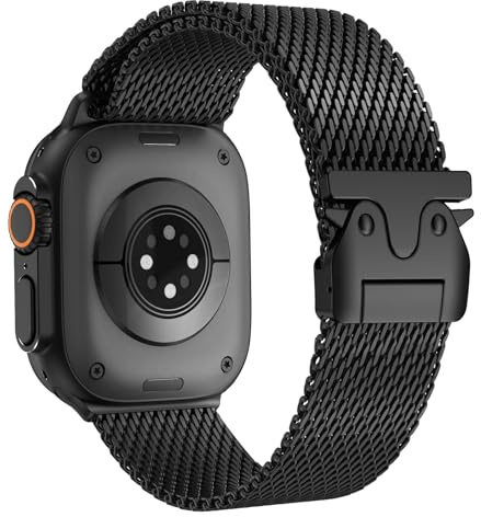 Milanesiskt armband för Apple Watch Ultra 3/2/1 49 mm, ny design med spänne i rostfritt stål för Apple Watch-armband 49 mm, 46 mm, 45 mm, 44 mm 42 mm (Serie 3 2 1), serie 11/10/9/8/7/6/5/4, 49mm