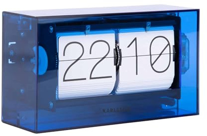 Karlsson Tischuhr Boxed Flip - Dunkelblau - 20.7x20.7x11.7cm | Rechteck - Acryl - Standuhr - Tisch Uhr