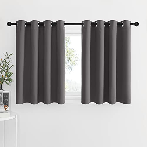 NICETOWN Grey Blackout Kitchen Curtains for Cafe Store Basement