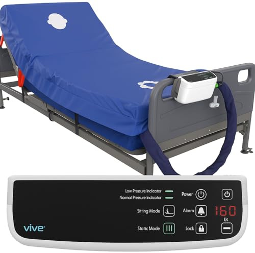 Vive 8 Alternating Pressure Mattress - Low Air Loss Hospital Replacement Mattress - Medical Bed Topper for Ulcers and Bed Sores - Variable, Inflatable Air Pump System