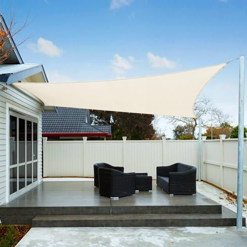 AXT SHADE Voile d'ombrage Imperméable Rectangulaire 3x4m Toile Ombrage UV Protection pour Terrasse Jardin Extérieur-Crème