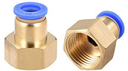 sourcing map 2 Stück Rohrverschraubungen Drücken Verbinder 10 mm | Rohrverschraubung, Rohr Außendurchm., x G1/2 Buchse Gerade, Pneumatischer Anschluss
