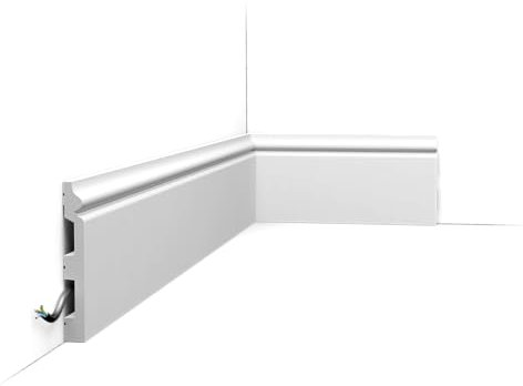Pack de 4 mètres Plinthe avec finition dans la teinte RAL9003 SX118 - L200 x H13,8 x L1,8 cm - ORAC DECOR