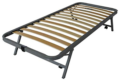 Somnus SANA - Rete Estraibile Salvaspazio a Scomparsa Sotto Letto in Ferro con Piedi Reclinabili Doghe in Legno cm 80x185 per materasso da Una Piazza 80 x 185
