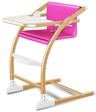 KUANDARYJ Newborn Set Kinderhochstuhl Portable Hochstuhl, Kleinkind Booster Seat, Baby-Fütterungsstuhl mit Tablett, Rad & Kissen, Pink