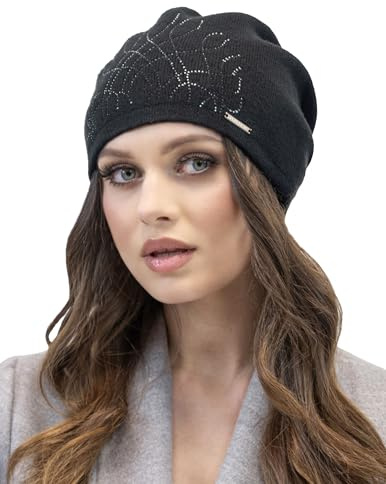 VIVISENCE Damen Mütze Wintermütze Klassischem Schnitt Warme Gemütlich Wolle 7011, Schwarz,Einheitsgröße
