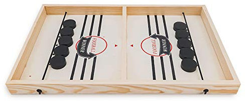 EVERGD Fast Sling Puck Game, Wooden Ice Hockey Table Game, Portable Slingshot Foosball Board Games Toys for Parent-Child Toy Board Table Game (classic Style)