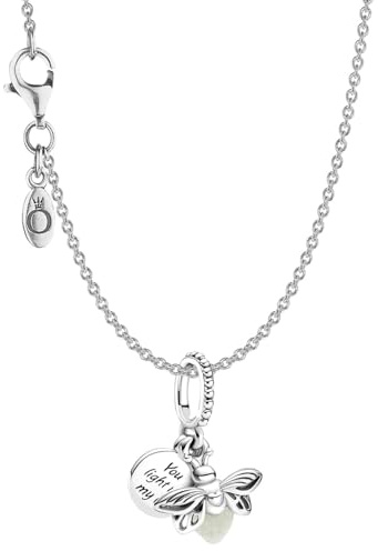 PANDORA Damen-Collier Silber 925 Leuchtendes Glühwürmchen 39808 | Bundle Kette mit Charm-Anhänger, liebevolles Geschenk-Set für Frauen, modern & alltagstauglich