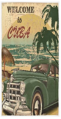 HaJie Mikrofaser-Handtuch Retro Vintage Cuba Auto Handtuch Weiches Gesicht Waschlappen Handtuch für Männer Frauen Gym Bad 76 x 38 cm