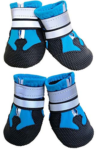 Leeko Hundeschuhe, 4 Stück Anti-rutsch Hundepfotenschutz Hundestiefel Pfotenschutz mit reflektierendem Riemen, Klettverschluss, Haustierschuhe Hundeschnee Stiefel für große Hunde, XL