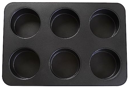 Elesinsoz 6 Cup Straight Edge 2.6 inch Muffin Cupcake Pan Nonstick Whoopie Pie Egg Frittata Cornbread Quiche Cheesecake Biscuit Cake Baking Tin Tray Mold for Toaster Oven Air Fryer