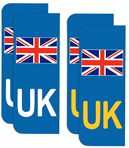 Onarway UK Car Stickers, Pack of 4 Self-Adhesive UK Car Number Plate stickers, UK Vinyl Car Stickers, for European Roads, Replace GB Stickers for Car Brexit GB, No Blow off, No Scratching | UK Vinyl Car Stickers, Replace GB Stickers for Car Brexit GB, No Blow off, No Scratching