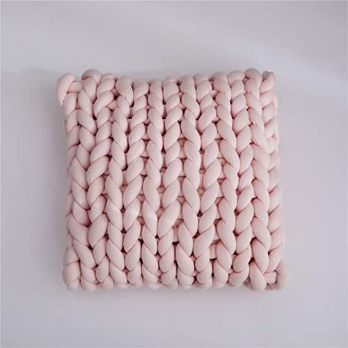 RAILONCH Knot Kissen Sofa Kopfkissen, Grob gestricktes Kissen Geknotetes Kissen Zierkissen Plüsch Kissen inkl. Füllung, Nordische Deko-Kissen, für Sofa Bett (Hellrosa)