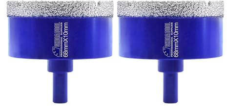SHDIATOOL Diamant-Bohrkrone 2PC 68mm Dreieckschaft-Lochsäge für Porzellan Fliesen Marmor Keramik Granit