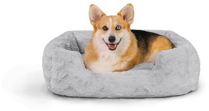 Best Friends by Sheri Soothe & Snooze Lounge Lux - Cama Rectangular para Perros - Espuma con Memoria - Lavable - Gris - Mediana: 76 x 51 cm