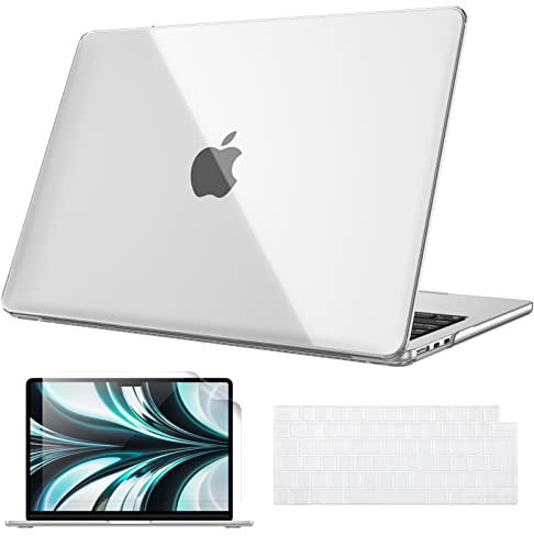 Fintie Hülle Kompatibel mit MacBook Air M5 M4 M3 M2 13.6 Zoll (2026-2022) A3449 A3240 A3113 A2681, Ultradünne Hartschale Schutzhülle Snap Case + Tastaturabdeckungen + Displayschutzfolie, Transparent