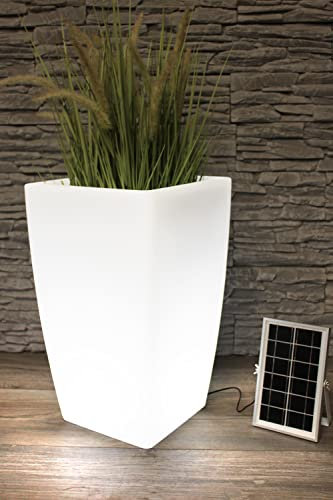 Arnusa Solar Blumenkübel 50 x 30 cm LED RGB Blumentopf Moderne Équerre Pflanzkübel Akku Gartenleuchte SolarlampeL8