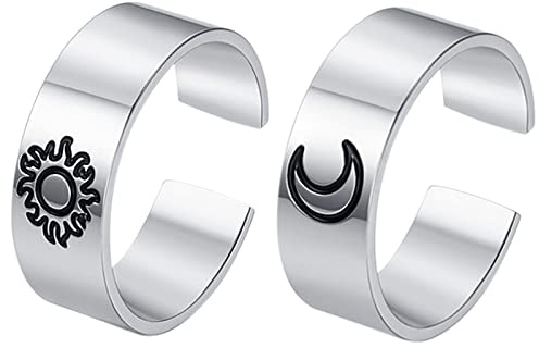 JewelryWe 2 Stück Ring für Paare, Versprechen, offen, für Paare, beste Freunde zum Valentinstag