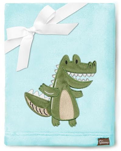 Be Mammy Couverture chaude pour bébé Peluche cadeau pour enfant avec motif 3D BE20-168 (Bleu Poudré - Crocodile)