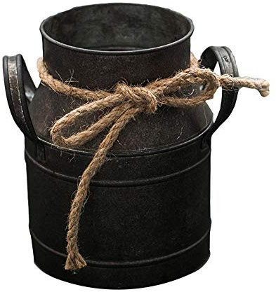 Pssopp Rustic Metal Milk Can Vase,Black Metal Flower Vase Milk Can Vintage Milk Jug Vase for Farmhouse Home Wedding Centerpiece Decor (Black)