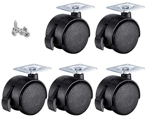 Lenkrollen, Lenkrollen, Bürostuhlrollen, Ersatzräder, 360°-Universal-Drehplattenrollen, Schreibtischstuhlrollen, Möbelrollen für Hartholzböden, Teppiche, (Bremse 40 mm/1,6 Zoll)