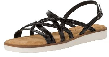 Tamaris Damen Sandalen Leder Sommer; BLACK COMB/schwarz; 37 EU