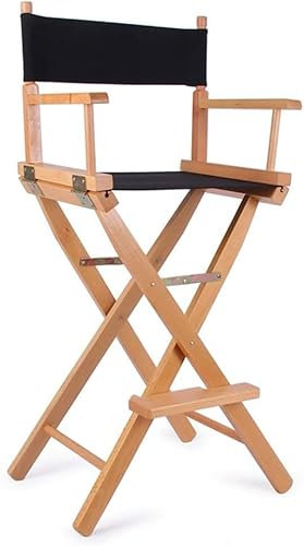 Regiestuhl, Make-up-Künstlerstuhl, Klappstuhl, tragbarer Klappstuhl, hoher Holzklappstuhl, Picknick-, Wander- und Campingstuhl (Farbe: Schwarz)