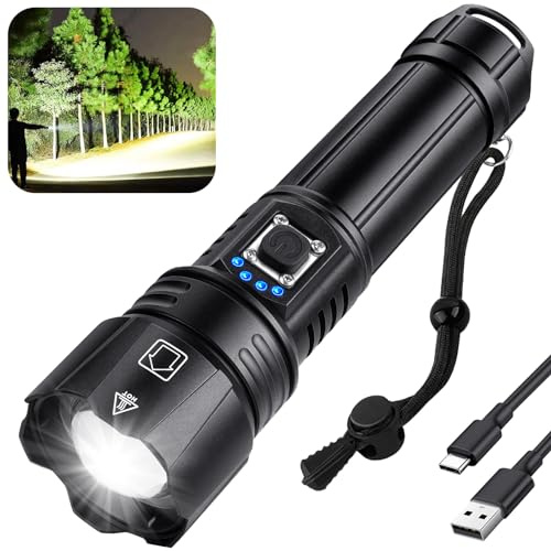 Rechargeable Flashlights High Lumens, 99,000 Lumen Brightest Led Flashlight with 5 Modes & 15H Long Runtime, Powerful Waterproof Handheld Flash Light, Super Bright Flashlight for Home, Camping