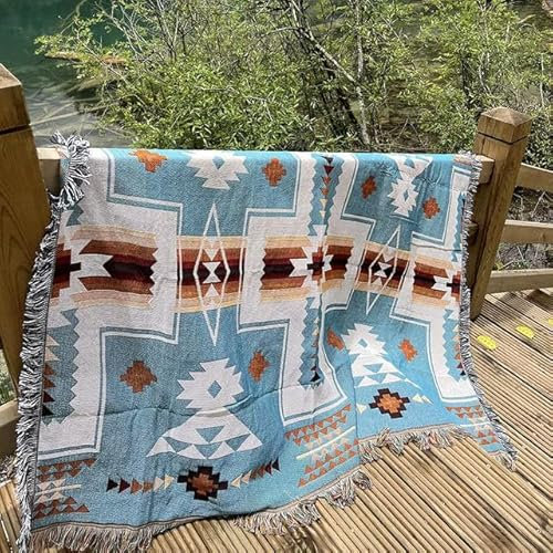 QIUMING Böhmische Decken, Vintage-Strick-Überwurf, Fadendecke, Sofa, Bett, kariert, weiche Quaste, Bett, kariert, Wandteppich, Tagesdecke, Tischdecke
