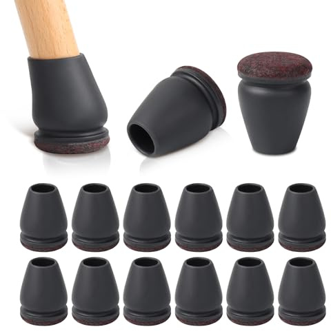 RCHYFEED Protection Pied de Chaise, 24 Pièces Protecteurs de Sol en Silicone Noir, Chaise Protecteurs de Sol en Silicone, Petit Patin de Tampon de Sol pour sols en Bois Dur et carrelage, Ronde16-19mm
