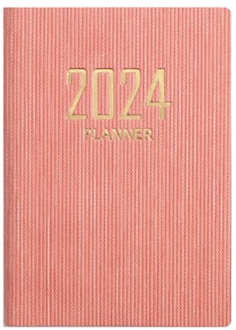 tulkdexi Taschenkalender 2024 A7 Englisch Planer, Kunstleder Hardcover 180 Seiten Tintenfestes Papier Mini Journal Molkerei Pocket Notizbuch Studentenbedarf Rosa