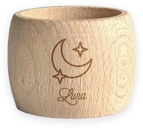 Grand Rond de Serviette en Bois gravé avec Un prénom et Un Motif au Choix - Cadeau personnalisé - Décoration personnalisé - Arts de la Table (1)