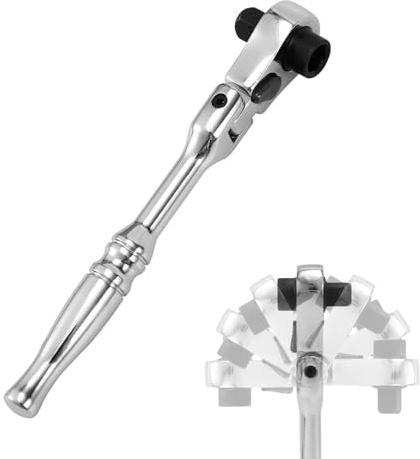 NQEUEPN 1/4 Drive Flex Head Ratchet, 2 in 1 Flex Head Ratcheting Wrench Stainless Steel 72-Tooth Dual Socket & Bit Driver Reversible Switch Mini Micro Ratchet for Automotive, Industrial