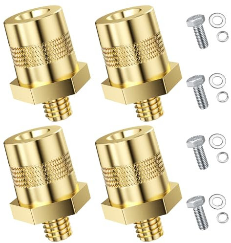 Newaner Morsetti Batteria Auto(4 Pcs), Morsetto Terminale Della per Auto con Filettatura Esterna, Morsettiere M8 Set Terminali in Ottone, Positivo Negativo Adattatori per Auto Al Litio