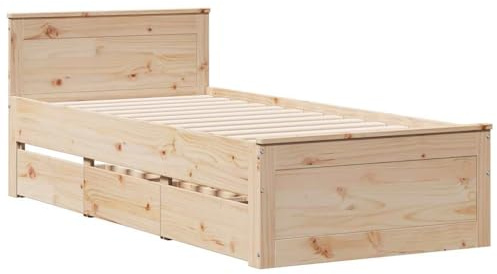 vidaXL Massivholzbett ohne Matratze mit Kopfteil 90x190 cm Kiefer