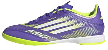 adidas Unisex F50 League Indoor Football Boots, Purple Rush/Cloud White/Lucid Lemon, 39 1/3 EU
