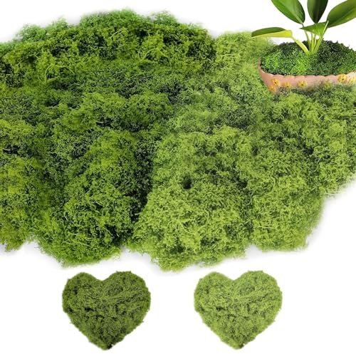 YUZHEDM Kunstmoos zum Dekorieren Dunkelgrün 50g + Hellgrün 50g Kunstmoos zum Basteln Künstliches Moos Deko Kunst Moos Fake Dekomoos Bastelmoos Kunstmoos zum Basteln Miniatur Garten Deko