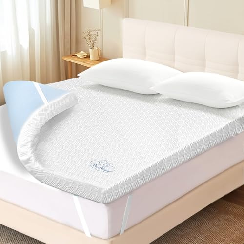 VividHues Mattress Topper Small Double Bed - Dual-layer Memory Foam Mattress Toppers with Machine Washable Breathable Microfibre Cover & Elasticated Corner Straps for Back Pain Relief (120x190cm, 7cm)