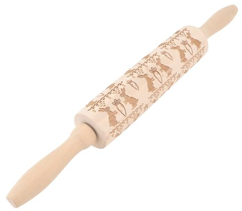 Okumeyr Mattarello Decorativo Pasquale in Legno Strumento Di Pasticceria Intagliato Per Stendere Pasta Accessorio Da Forno Per Feste Di Pasqua Lunghezza