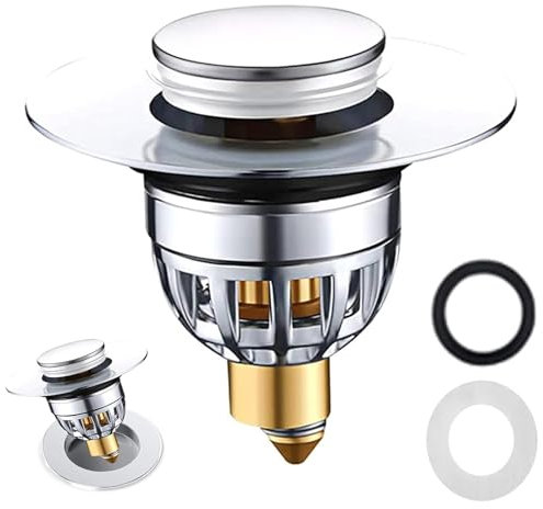 Sink Plug，Universal Bathroom Pop Up Wash Basin Plug Replacement Stainless Steel Strainer，pop up Sink Plugs ，34mm-42mm Drain Stoppers，for Bath，Wash Basin (34mm-42mm)