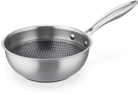 GSW Sauteuse Inoxxa Black, Kleine Edelstahlpfanne, Beschichtete Schwenkpfanne, Hochwertige kleine antihaft Sautepfanne für Induktion, Ceran, Gas & Elektro, 18 cm