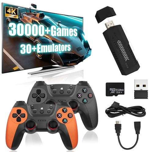XIXIMENG X2 UItra Game Stick 4K Retro Konsole,41000+ Spieles 40+ Emulatoren HD Retro Spielkonsole mit 2.4G Wireless Controllern Plug & Play Video spielkonsole für TV,für Jungen und Erwachsene (64G)